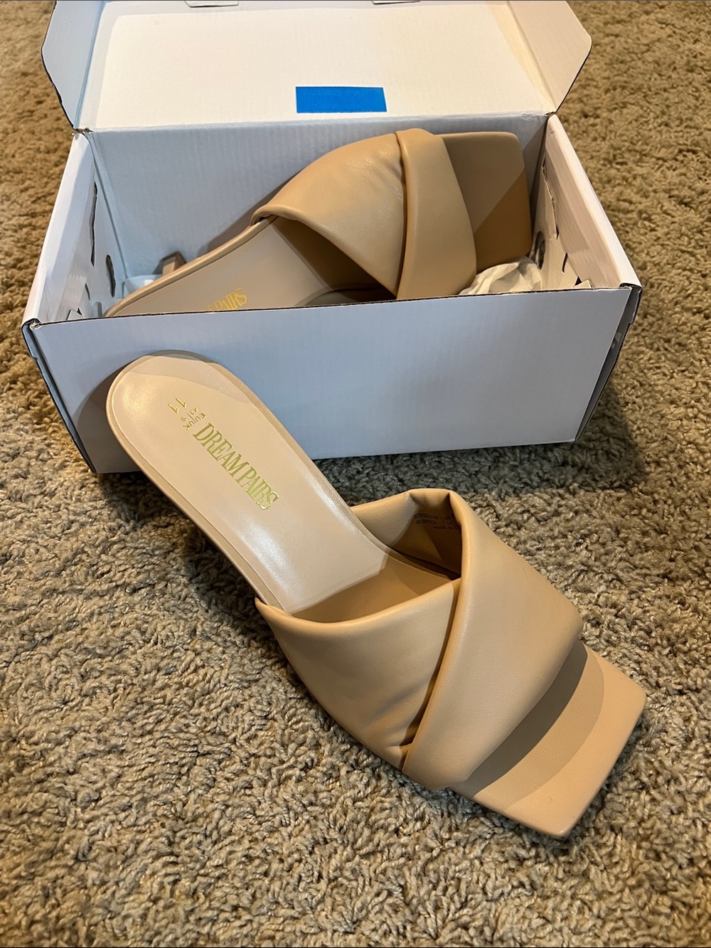 Square Toe Heels Neutral Tan Womens 11
